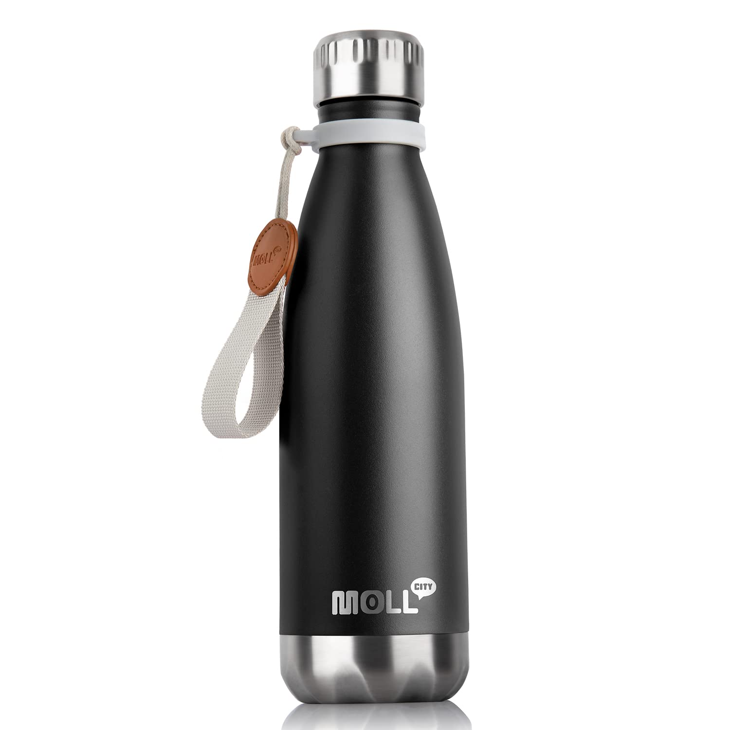 17 oz Cola Shape Vacuum Insulated Stainless Steel Water Bottle, Black