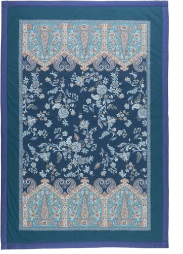 Bassetti Indian Roses Plaid aus 100% Baumwolle in der Farbe Blau B2, Maße: 135X190 cm - 9333424