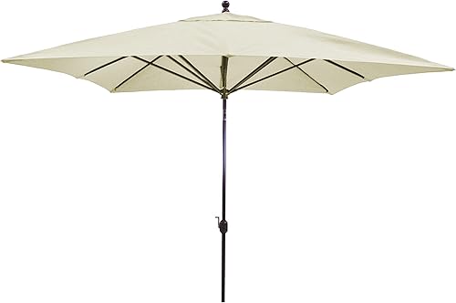 Galtech Sombrilla cuadrada de lujo de 10 x 10 pies (modelo 799) con inclinación automática con marco de bronce antiguo y tela Sunbrella lona