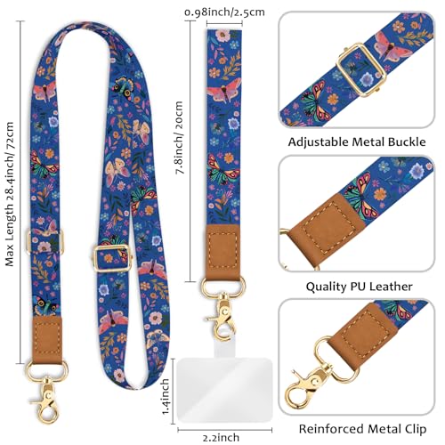 Image of Piefly Cell Phone Lanyard Crossbody Wrist Strap Adjustable for Women Floral | Travel Daily Cruise, Around the Neck, Hands-free, Universal, Fit Keys ID badge, Accessories, Compatible with Most Smartphones