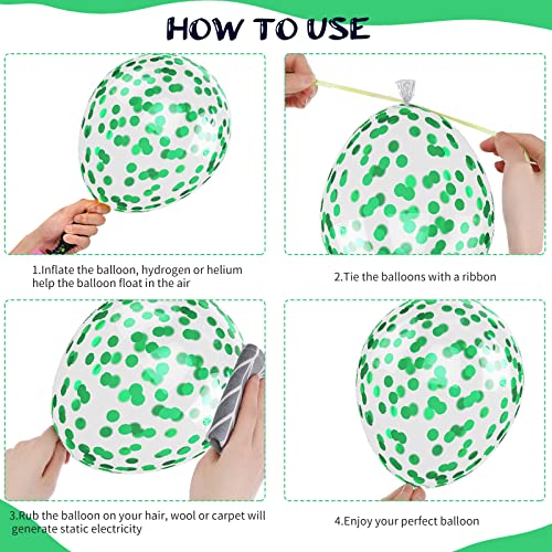 Image of Green and Black Balloons, 50Pcs 12 Inch Green White Black Birthday Balloons, Green Confetti Balloons white Latex Balloons for Video Game Football Theme Party Baby Shower Supplies