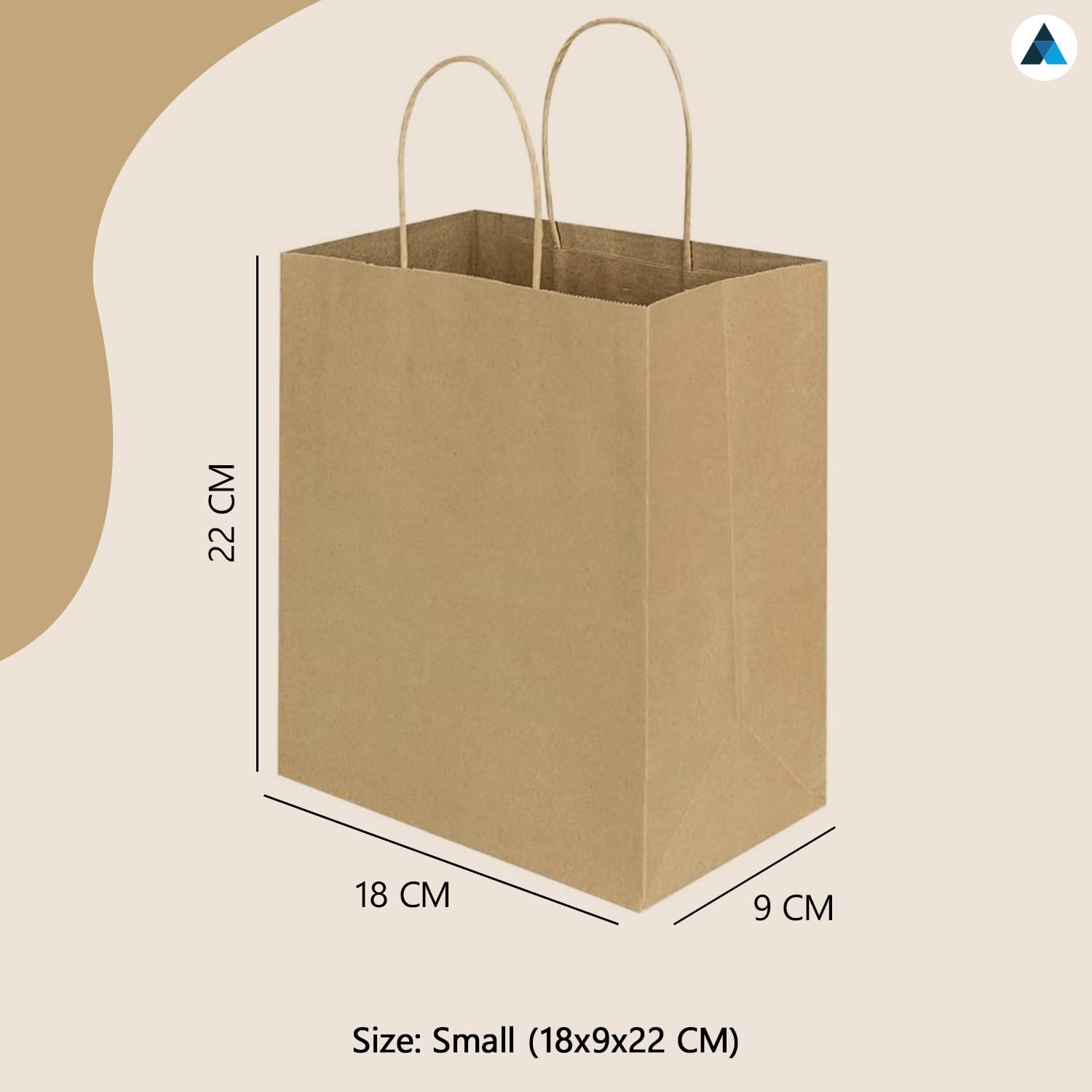 Nationwide Paper 50pcs Small Brown Paper Bags, Party Bags, Gift bag DIY and Sweet bags with Strong Twisted Handles (18x9x22cm) - Image 2