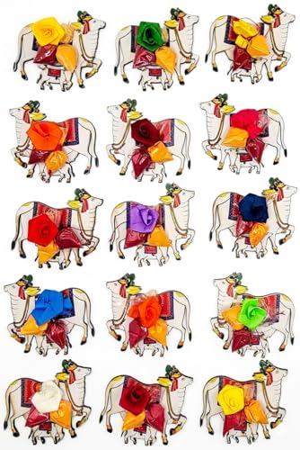 Return Gifts for Pooja - Haldi Kumkum Packets with Cow Figurine - Qty 30 - Pasupu Kumkum Return Gifts - Housewarming Gift Indian - Diwali Dussehra Ganesh Gift- Hindu Gifts for Women - image 3