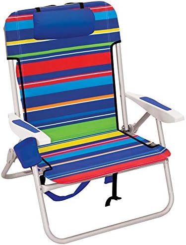 RIO beach Big Boy 4-Position 13" High Seat Backpack Beach or Camping Folding Chair, Pop Surf Stripes