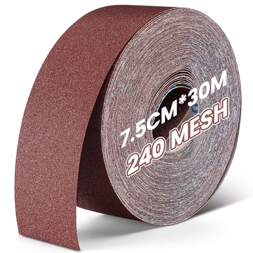 240 Grit Sandpaper Roll for Drum Sander, 3"x100 ft Emery Sand Paper