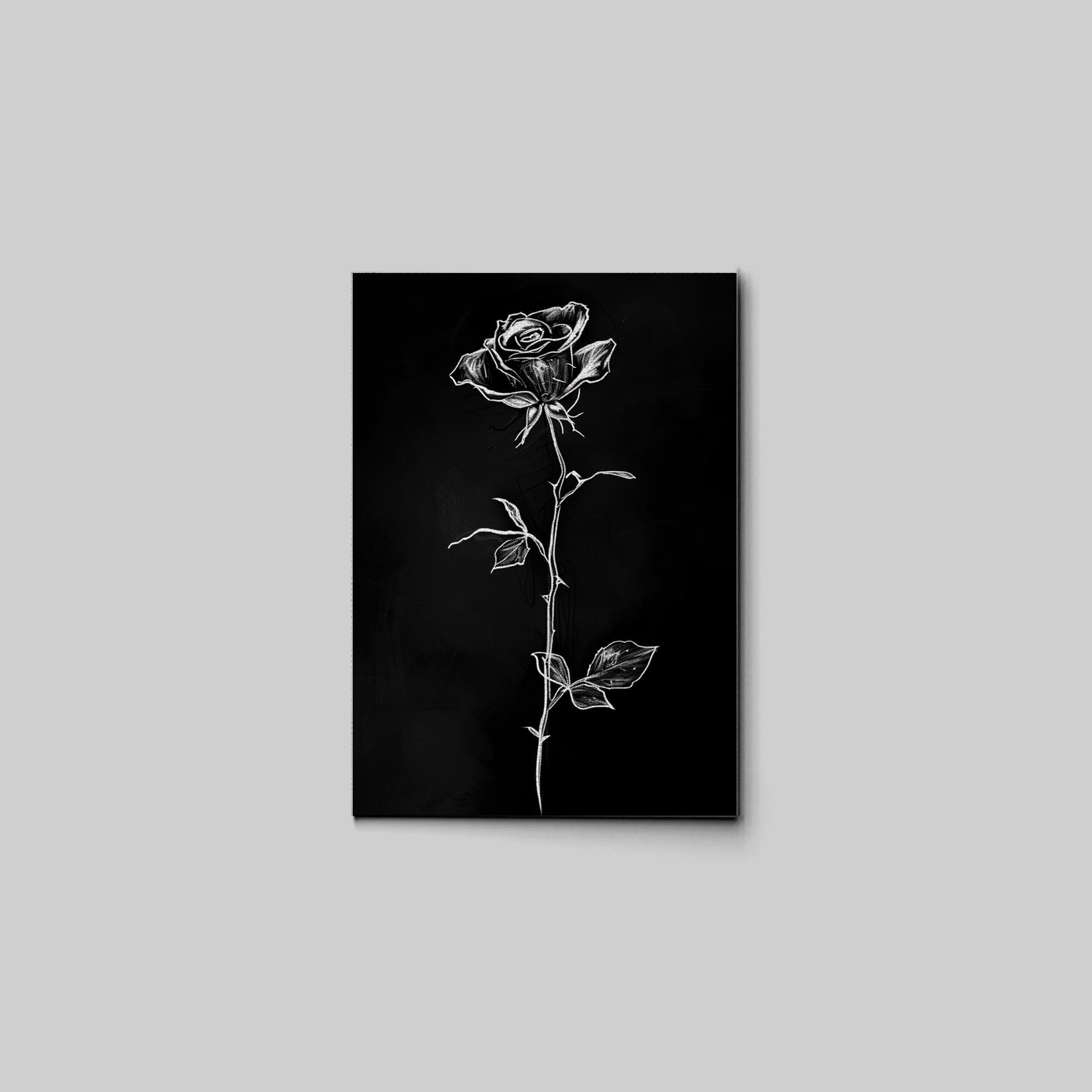 Amazon.com: A Chalk Drawing Of A Solitary Rose On A White Sheet Of