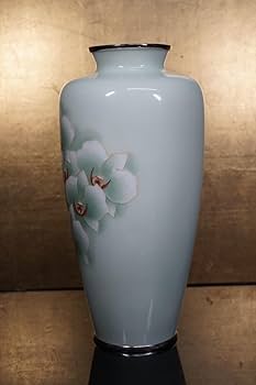 七宝焼　紺釉　四君子文　花瓶　共箱　F　R9167 七宝焼 紺釉 四君子文 花瓶 共箱 F R9167 - メルカリ