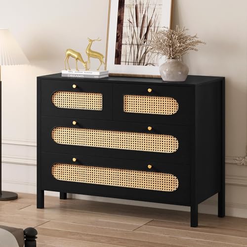 DWVO Natural Rattan 4 Drawer Dresser