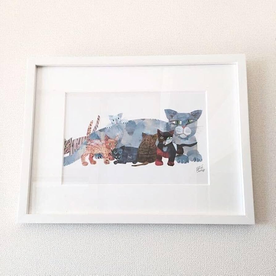 Amazon.co.jp: エリックカール「猫たち」印刷物 絵本 挿絵 木製