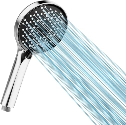 Cobbe Pommeau de douche haute pression avec 3 modes, économie d'eau, grand pommeau de douche puissant pour basse pression d'eau, chrome/noir