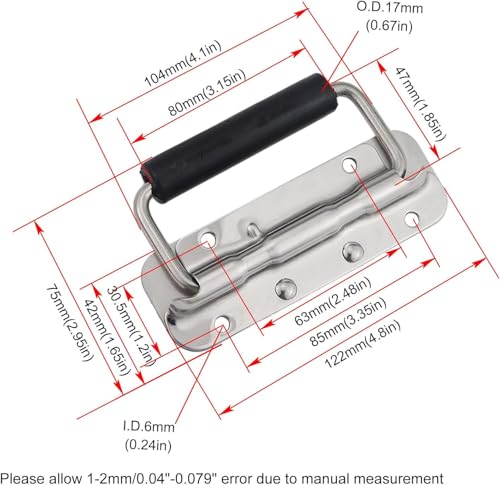 Image of 304 Stainless Steel Handle Spring Loaded Case Folding Handle 2 Pcs 100mm 122mm 140mm for Electric Cabinet Equipment Box Air Box and So On (122mm)