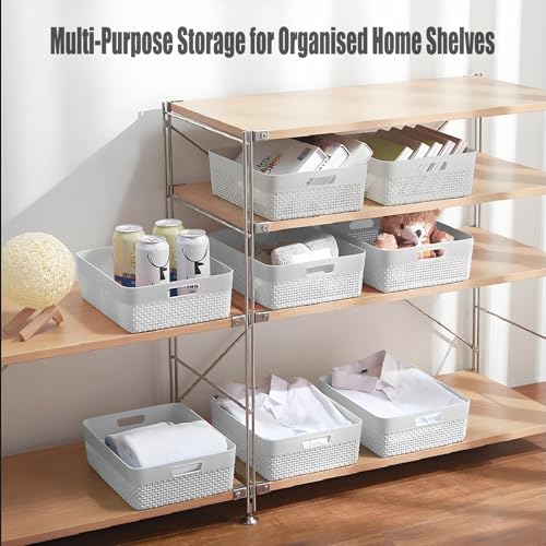 Paniers de rangement plastique gris compacts avec poignées intégrées - 8