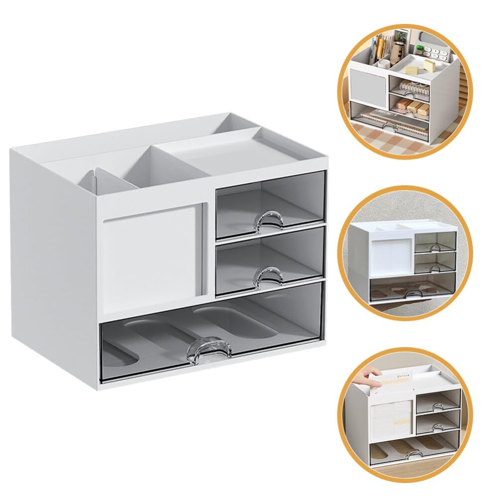 Organizador De Escritorio Extraíble Caja De Almacenamiento Multiusos Compartimentos Transparentes Para Papelería Para Oficina Hogar