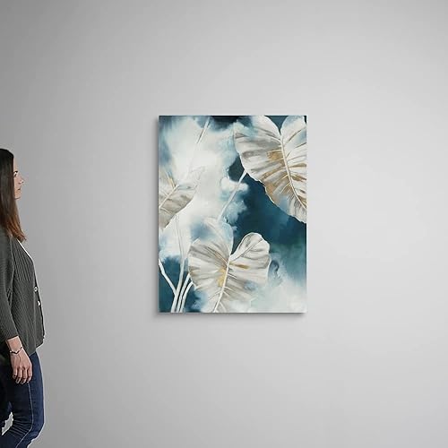 Miniatura 7 de Lienzo decorativo para pared, diseño de palmeras tropicales azules, obra de arte para decoración del hogar, 18 x 24 pulgadas