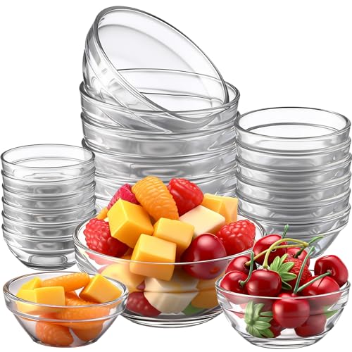 Sawysine 18 Pcs Glass Prep Bowl Sets 8.4oz/4.7oz/2.3oz Clear Small
