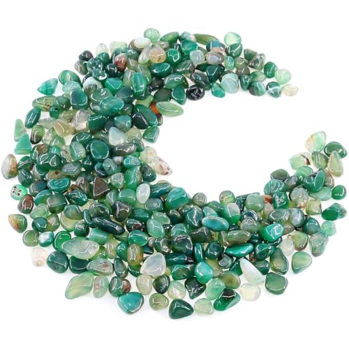 Image of WAYBER Natural Tumbled Agate Quartz Decorative Pebbles Stones, 1 Lb Green | Lustrous Polished Finish, Rich Long-Lasting Hues, Toxin-Free Material, Perfect for DIY Crafts & Home Decor