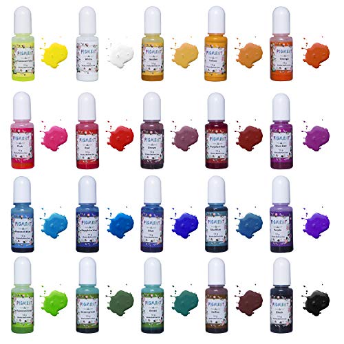 Epoxy Resin Pigment, Bassion 20 Colors Liquid Resin Color Pigment, Highly Concentrated Resin Pigment for DIY Resin Dye Art Jewelry and Crafts Making, 0.35oz Each