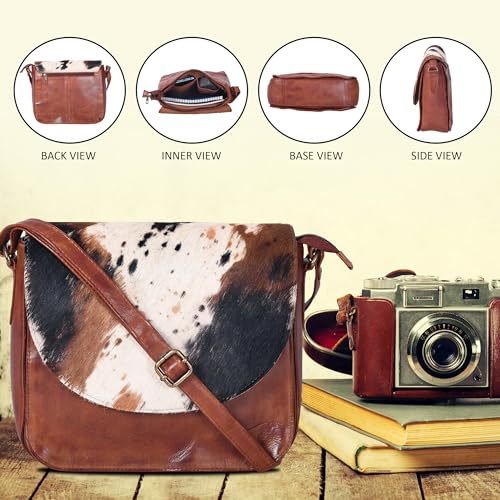 Image of Genuine Leather Shoulder Crossbody Purse For Women with Adjustable Strap, Mobile Pocket & Outside & Inside Zipper