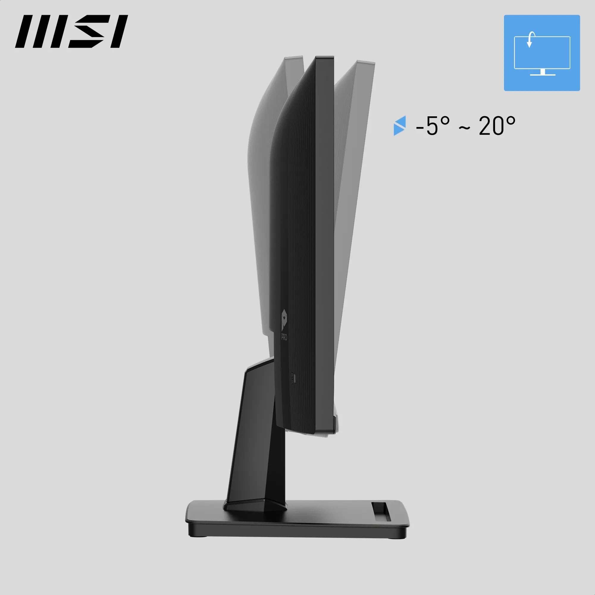 MSI PRO MP225 E12VL - Monitor per computer FHD da 22 pollici, 1920 x 1080 VA, 144 Hz, 1 ms, sincronizzazione adattativa, cura degli occhi, HDMI 1.4b, inclinazione regolabile, montaggio VESA, nero