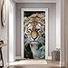Bengal Tiger Pine Needles 3D Door Mural Peel, Realistic Animals Plant Door Stickers Self-Adhesive, Nature Theme Wallpaper Waterproof Decals PVC for Home Decor Kitchen Bedroom 31.5