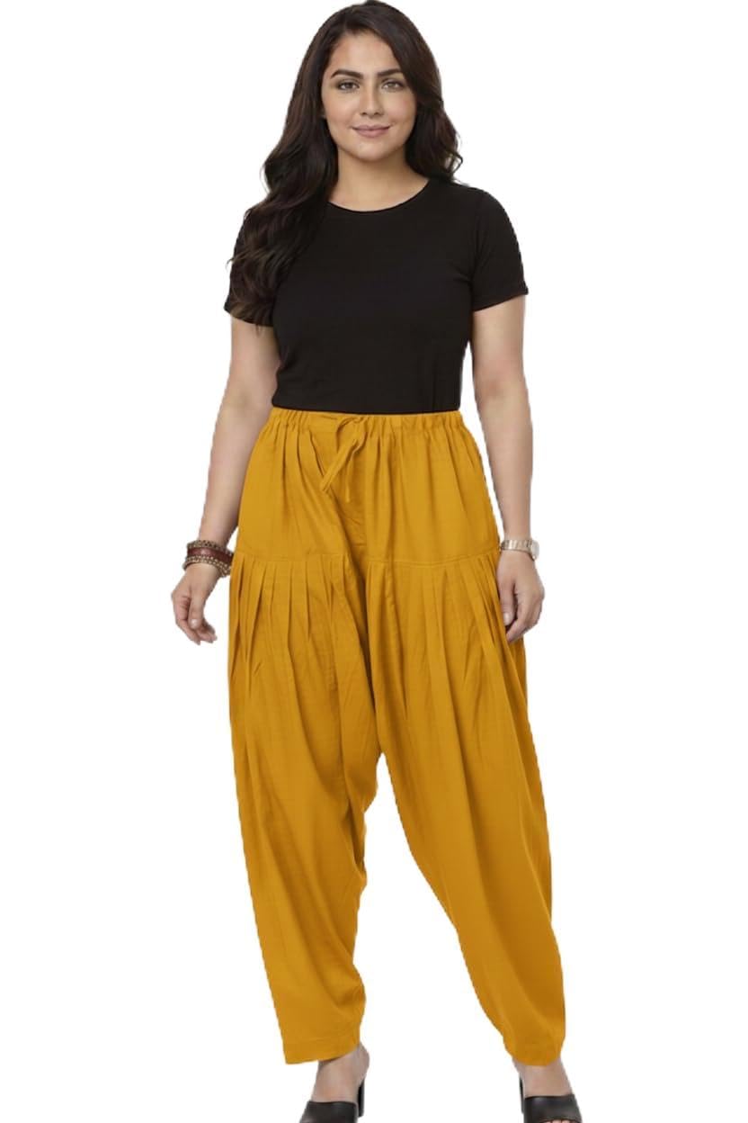 white tulips Women’s Cotton Patiala Salwar – Full Length Mid Rise Pleated Punjabi Patiyala Pants for Women & Girls | 100% Cotton Traditional Ethnic Bottom Wear (Multicolor)-picture-14