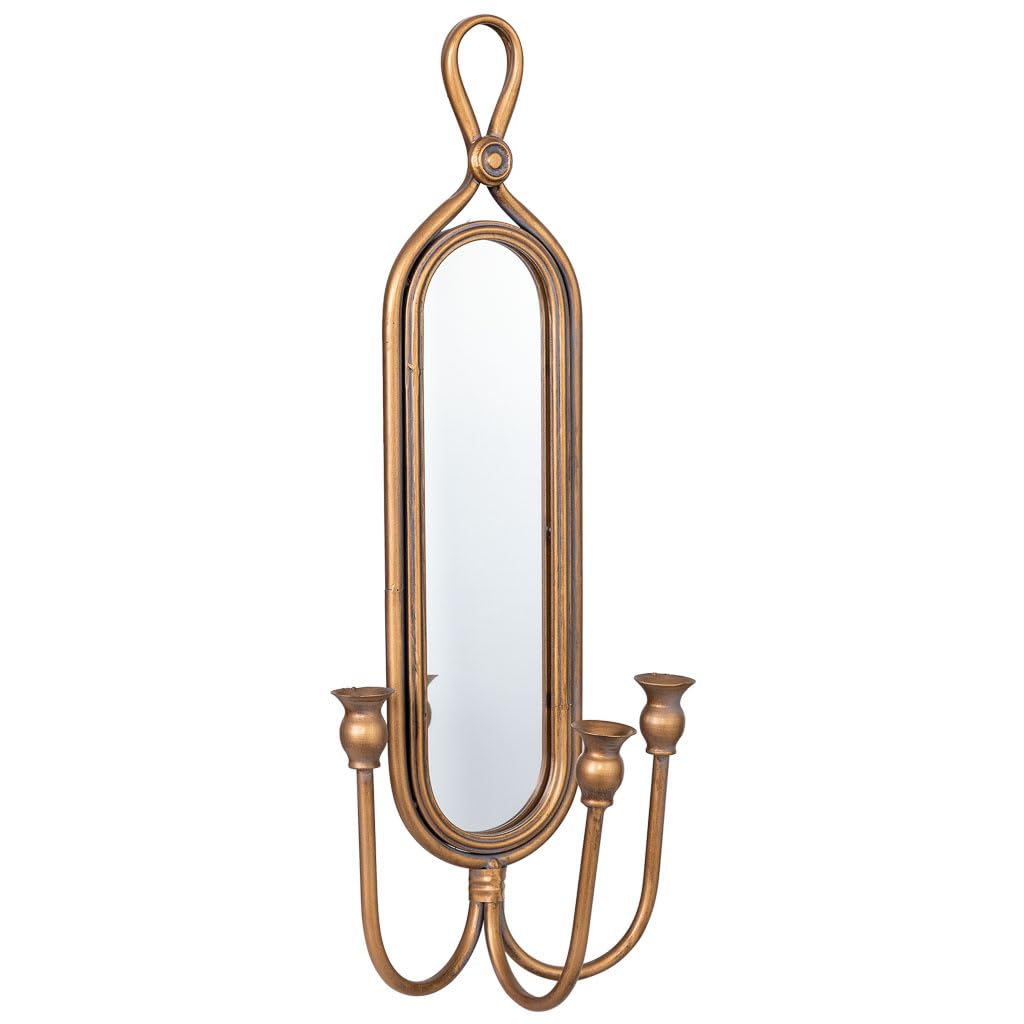 Candelabro de Pared de Metal Envejecido Dorado 26x13x62h cm