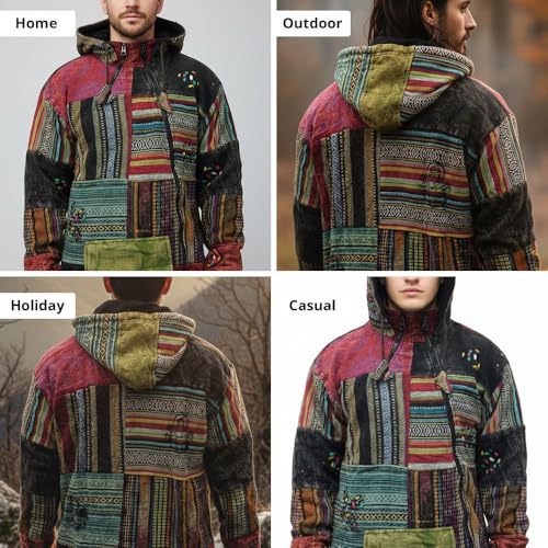 Veste à fermeture éclair et motifs croix en patchwork ethnique unique
