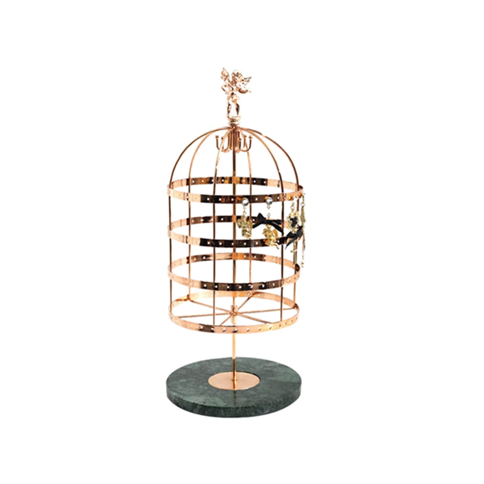 Schmuckständer, Vogelkäfig, drehbar, Schmuck-Organizer, Ohrringhalter, Ständer, Ohrringbaum, Tisch-Metall-Präsentationsständer für Frauen und Mädchen, Schmuck-Organizer-Halter (Farbe: Grau)