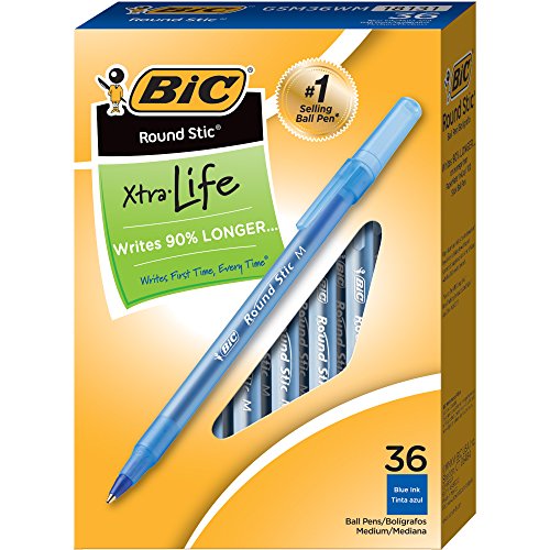 Image of BIC Round Stic Ball Pen - Pack of 36, Blue