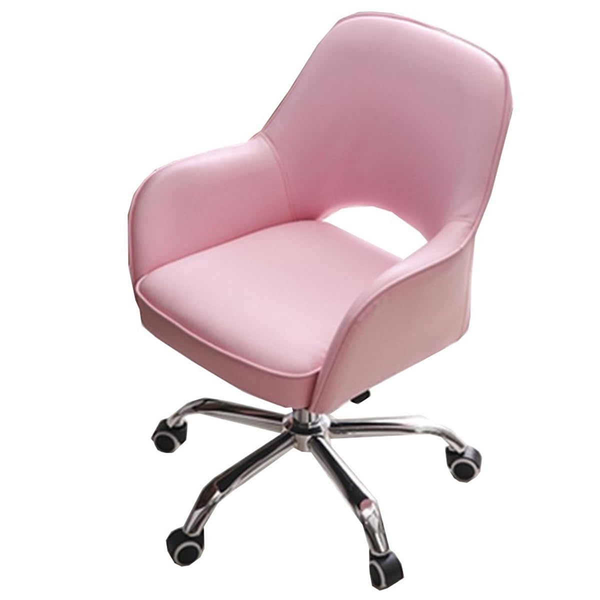 HTTGDGDH Ergonomic Swivel Office Chair With Armrests | Thick Ioned Leather Chair For Home Office Task Reading & Relaxation,Pink