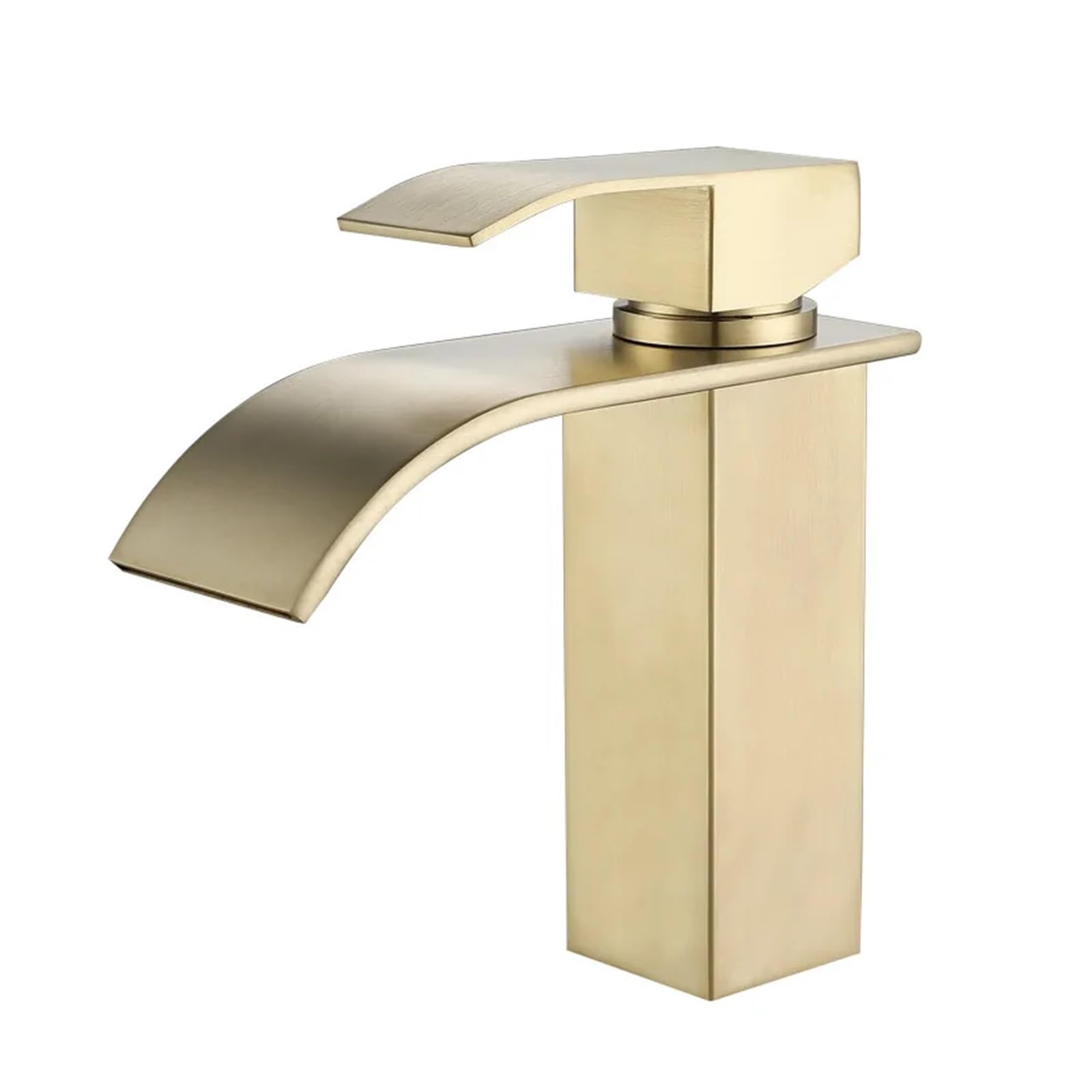 Kitchen Faucets, Toilet Brushed Gold Faucet Tap 304 Stainless Steel Waterfall Washbasin, Hot and Cold Water Mixed Bathroom Basin