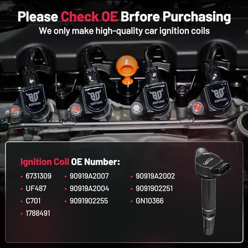 Image of BDFHYK Ignition Coil UF487 Compatible with Lexus ES350 2007-2015 Lexus IS250 IS350 Lexus RX350 Toyota Avalon Camry Toyota RAV4 Sienna Toyota Coil Pack Coil for Lexus Lotus Evora 3.5L Set of 6