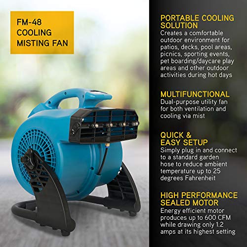 Xpower Misting Fan Fm-48, Outdoor Cooling, Heavy Duty, Powerful, High Velocity, 3-Speed, Ideal For Camping, Patios, Picnics, & More #TOP1