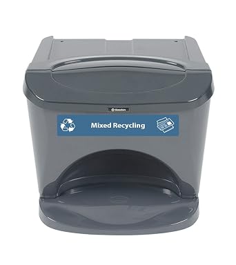 Nexus Stack 8G Recycling Bin, Dark Gray, 8-Gallon Capacity, Compact Square Footprint, Ideal for Home, Office, Commercial Environments