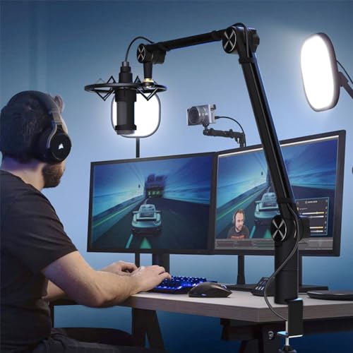 Support de microphone anti-vibration et bras de flèche pliant universel