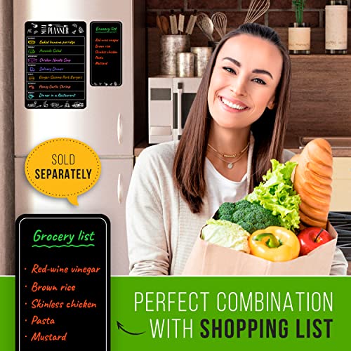 Weekly Meal Planner Magnetic Dry Erase For Refrigerator 8.5X12 Inch - Magnetic Chalkboard Menu For Fridge - Magnet Dry Erase Chalk Board - Kitchen Blackboard Meal Prep Planner - Black Meal Planner #TOP5