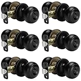 Goldenwarm Black Door Knobs Interior, Matte Black Keyless Privacy Door Knob, Bedroom Door Knob, Black Door Knobs Interior Bulk, Indoor Bathroom Door Knob(6 Pack, Matte Black)