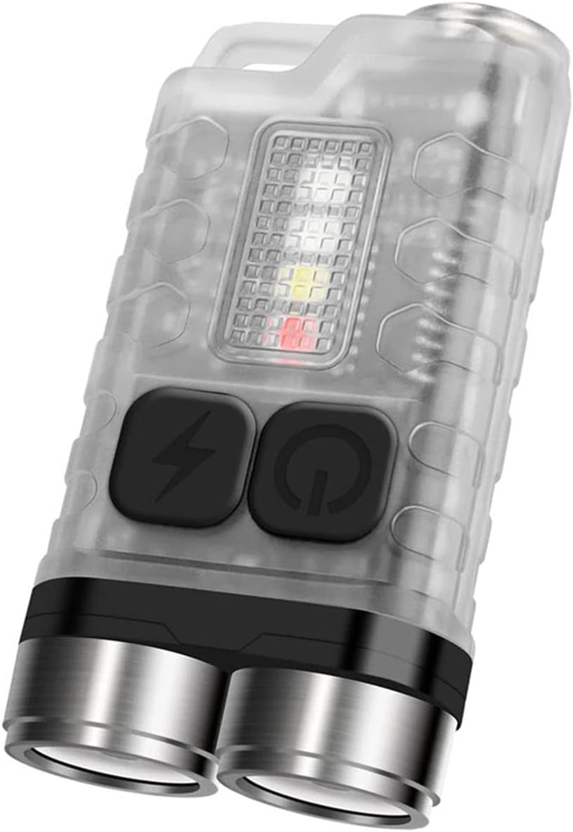 Magnetic Mini Keychain Flashlight, 2023 New 900 High Lumen Rechargeable Keychain Flashlight, IP65 Waterproof LED Mini Flashlight, for Go Out and Emergency Situations EDC Flashlight (A-Transparent)