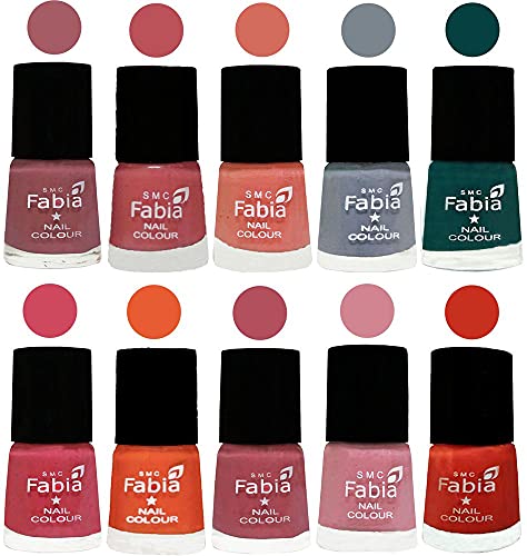 Image of ALL IN ONE (PACK OF 10), Long Lasting Glossy Nail Polish, 6 ml Each, All Vibrant Colours,01993
