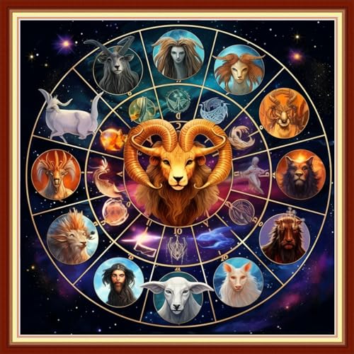 Image of Joyhoor Cross Stitch Kits for Beginners Stamped Cross-Stitch Supplies Needlework preprint Embroidery Kits for Adults DIY Needlepoint Kits Embroidery Patterns 11CT-Magic Animals 18.x18 inch