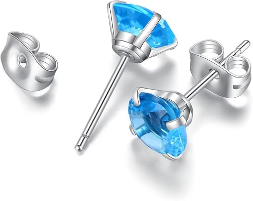 Miniatura 3 de Juego de 6 pares de aretes tipo dormilona hipoalergénicos con circonita cúbica de acero inoxidable 316L, 0.118-0.315 in