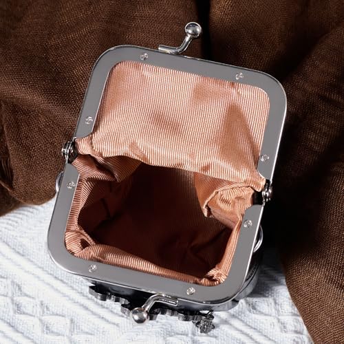 Mini Purse,Chain Gothic Tiny Bag, Micro Coin Wallet for Women,Kiss Lock Leather Crossbody Bag4