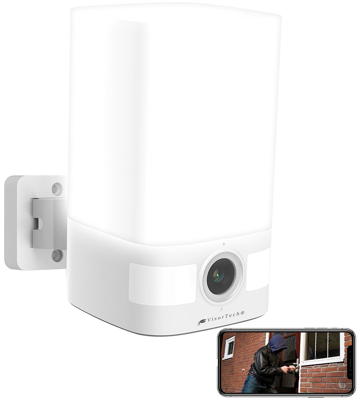 VisorTech wasserdicht: 2K-Akku-Überwachungskamera, LED-Licht 600 lm, Alarm, WLAN, App, IP65 (Überwachung Alarm Aufzeichnung, Überwachungskamera außen WLAN, PC)