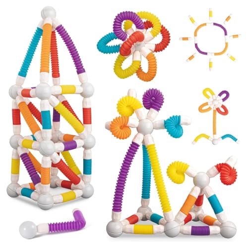 Image of Kidology 36Pcs Flexible Magnetic Balls & Suction Tubes Building Set for Kids Age 3+ Years | DIY STEM Mine World 3D Magnetic Bars Blocks | Brain Game Construction Toy for Boys & Girls | Birthday Gift