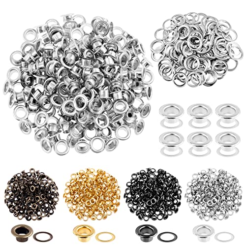  Glarks 200 occhielli in metallo argentato, 6 mm, per tela, nuclei di perline, tele, vestiti