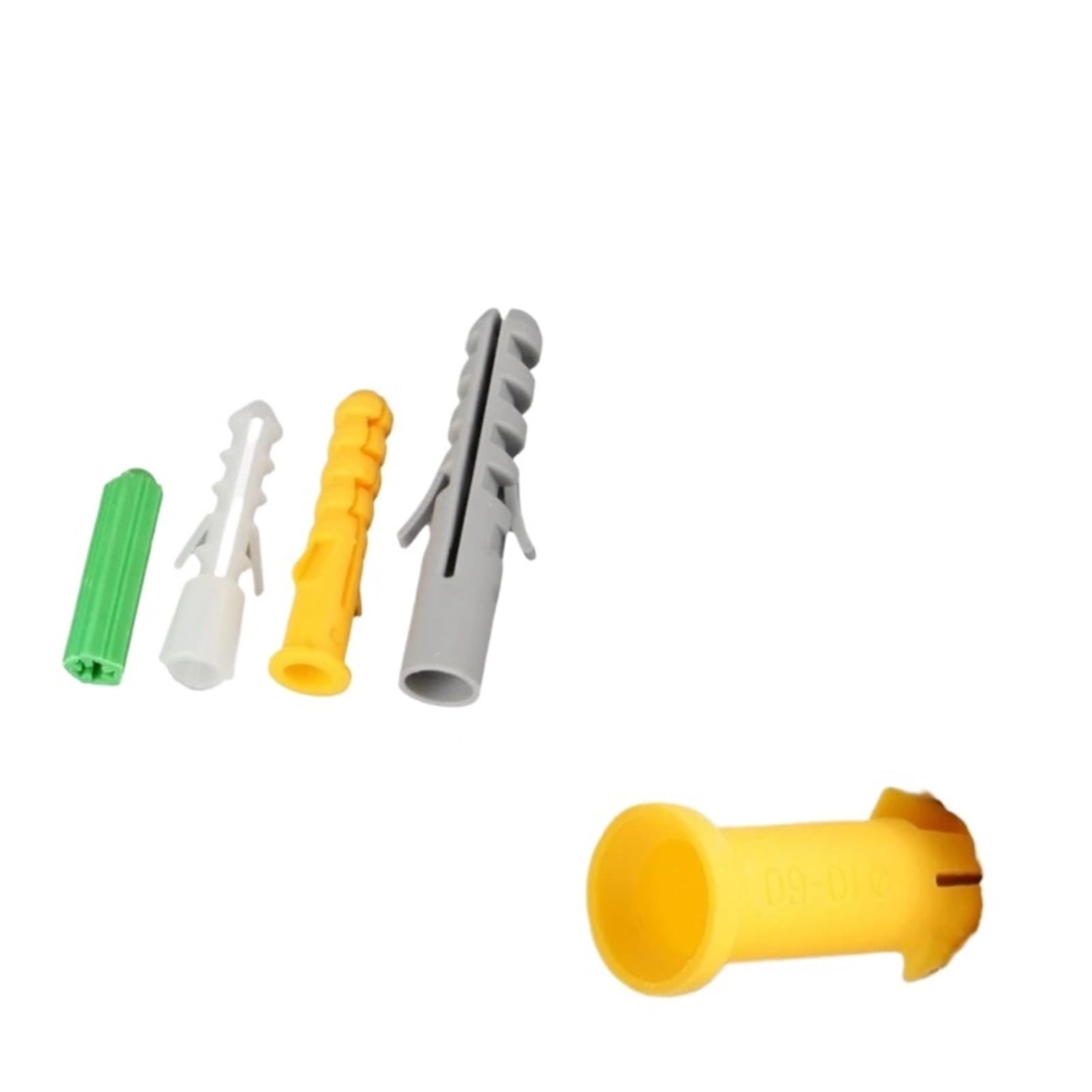 Chevilles murales en plastique M8x60mm de type tube d'expansion jaune, lot de 50 pièces