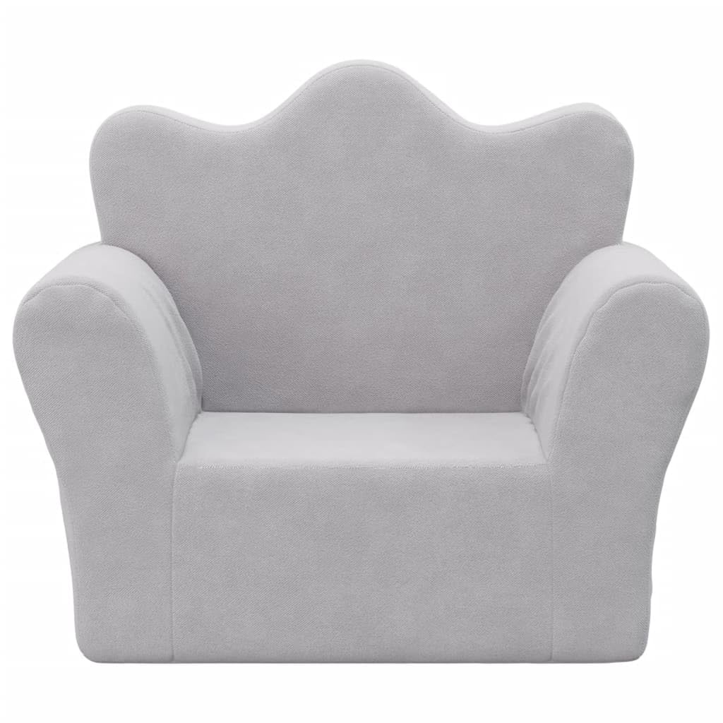vidaXL Sofá para Niños, Sillón con Respaldo Reposabrazos, Mini Sofá Infantil, Asiento Sofá para Dormitorio Sala de Juegos, Felpa Suave Gris Claro