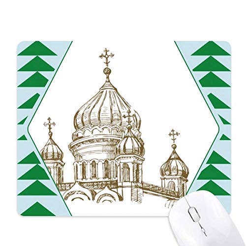 Tapis de souris église historique croquis paysage pays ville tapis caoutchouc