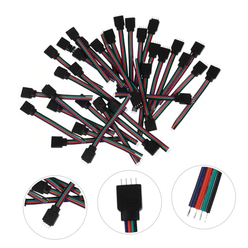 Conector LED de 4 pines para tira RGB 5050 kit de 40 adaptadores macho y hembra sin soldadura 6