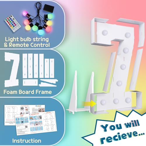 Image of Imprsv Colorful 3FT Marquee Numbers 7, 18 Colors Large Light up Numbers